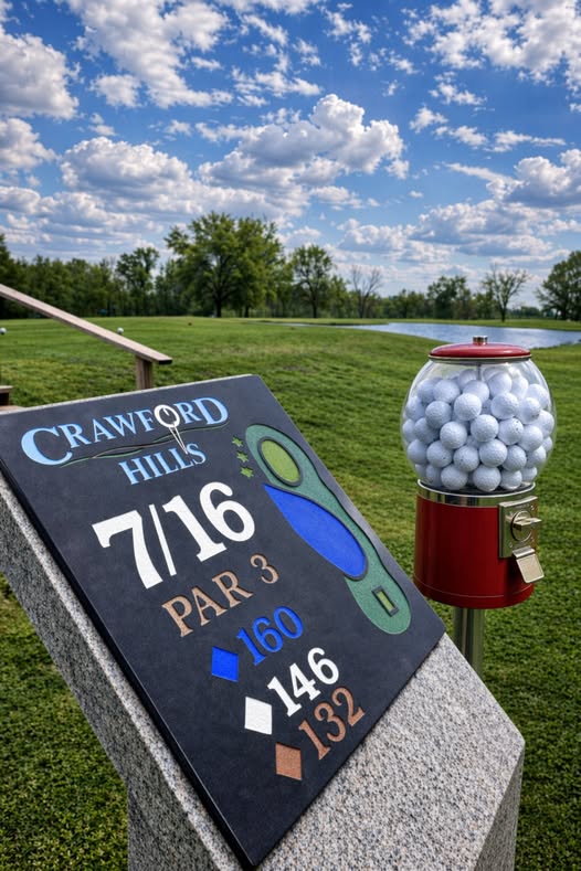 Crawford Hills course sign by the tee
